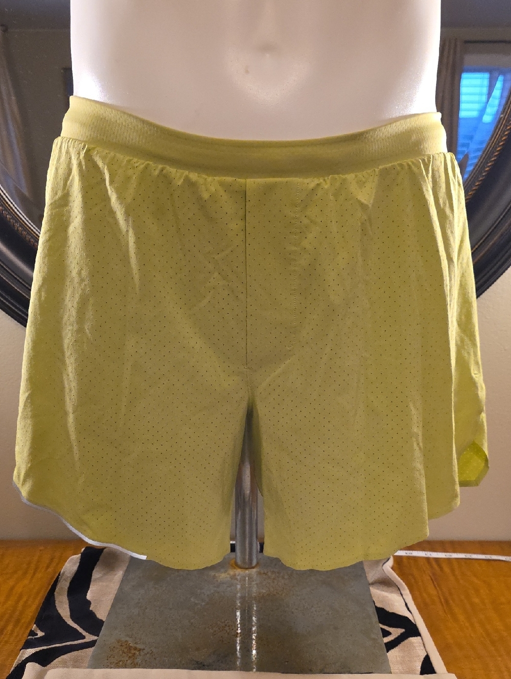 lululemon athletica Light Yellow Perforated Running Shorts